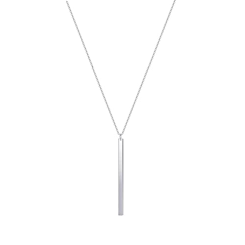 Artmiss Bar Pendant Necklace Gold Long Y-Necklace Delicate Lariat Chain Jewelry for Women - color: Silver