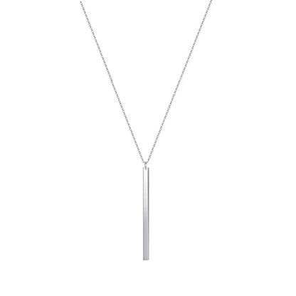 Artmiss Bar Pendant Necklace Gold Long Y-Necklace Delicate Lariat Chain Jewelry for Women - color: Silver