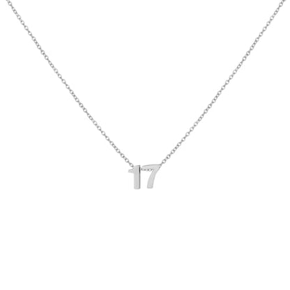 Number Necklace for Women Dainty 18K Gold Plated Pendant Necklace Charm Birth Month Personalized Jewelry Birthday Gift - color: SILVER, style: Number 17