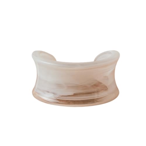 Caiyao Vintage Acrylic Resin Open Cuff Bracelets Colorful Geometric Transparent Tortoiseshell Acetate Plate Cuff Bangles Retro Wide Chunky Plastic Bracelet for Women Party Jewelry Giifts - color: White