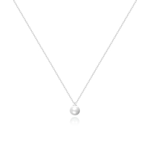 Zeffy Gold Pearl Necklace for Women, Dainty 14K Gold/Silve Plated Layered Pearl Choker Pearl Earrings Pearl Bracelets Wedding Trendy Gold Jewelry Set for Women Gifts - style: Silver Single Pearl Necklace-1PCS