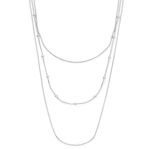 COLORFUL BLING Multilayer Choker Long Chain Tassel Pendant Necklace for Women Beads Necklace Long Bar Charm Chain Jewelry - color: B Silver three layer