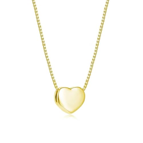 925 Sterling Silver Dainty Necklaces for Women Pendant Jewelry Gift for Her | Hypoallergenic Ocean Animal Love Cherry Blossom Jewelry, Ideal Valentine Birthday Christmas Graduation Gift for Wife Mom - color: Golden Heart