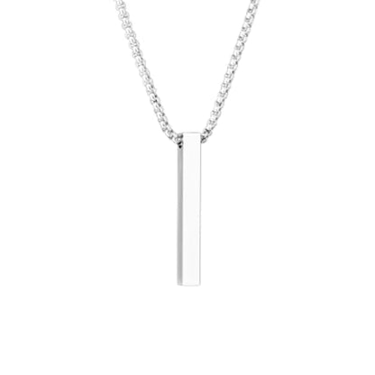 Minimalist Bar Pendant Necklace for Women & Men - Stainless Steel 24" Chain, Gold, Silver, Black, Simple Everyday Jewelry Gift