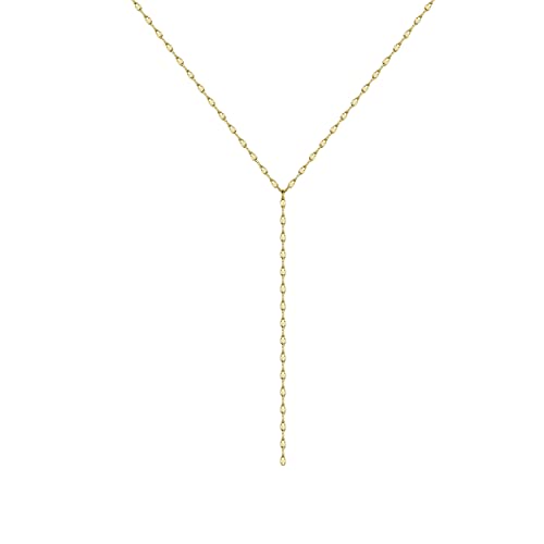 Lariat Gold Necklace for Women,14K Gold Plated Y-Shaped Chain Minimalist Long Necklaces Dainty Simple Drop Chain Necklace Beach Jewelry Gift for Her
