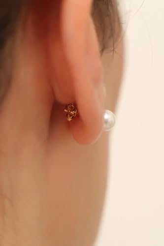 JINERA 5 Pairs Stud Earrings for Women 14K Plated Gold/Silver Pearl Ball Small Stud Earrings Set Cartilage Piercing Hypoallergenic Lightweight Flatback Earrings Jewelry Gifts for Women - color: 5 Pairs Pearl Earrings - Gold