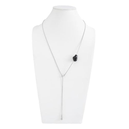 Minimalism Long Chain Y-necklace for Women Fashion Irregular Pendant Adjustable Statement Collarbone Necklace Simple Sweater Chain Holiday Jewelry Gifts - color: Black