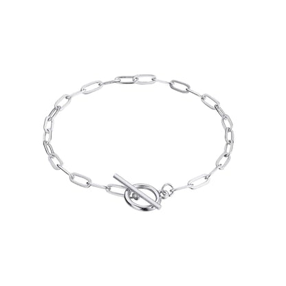 Dainty Bracelets for Women Paperclip Chain Bangles Handmade Tiny Cute Oval and Round Beaded Bracelet 316L Stainless Steel Jewelry Gift for Best Friend - style: Circular bracelet-Silver