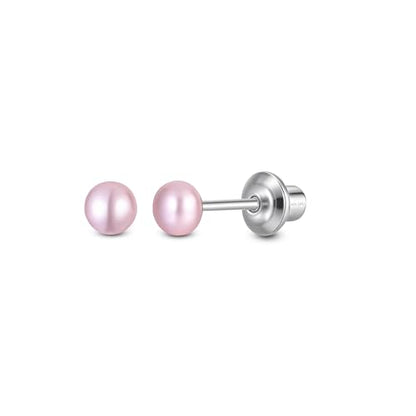 Pearl Screw Back Stud Earrings, 925 Sterling Silver Hypoallergenic - color: Pink, size: 4mm-Medium