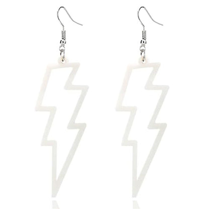 ONLYJUMP Acrylic Exaggerated Lightning Earrings Statement Punk Retro Geometric Delicate Neon Personalized Earrings Accessory Jewelry for Women - color: White