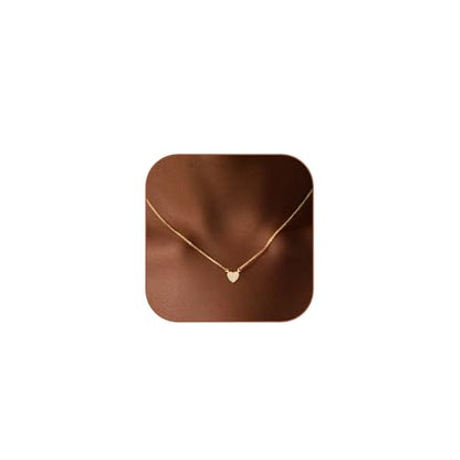 HERIER Cute Heart Necklace Dainty 18k Gold Plated Tiny Heart Pendant Choker Necklaces Small Gold Love Open Heart Chain Necklace for Women Simple Gold Necklace for Women Trendy Jewelry - color: CZ Heart Necklace-Gold