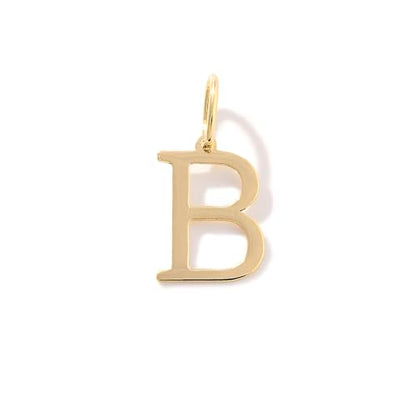 14K Solid Gold Initial Letter Charm Pendant for Women - Personalized Block Letter Add On Charm (A to Z All Letters) - color: B