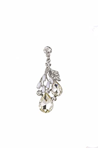 Jewelry Set for Women, Statement Necklace Dangle Earrings Bracelet Ring, White/KC Gold Plated Jewelry Set with Rhinestone Pearl Crystal Wedding Party Jewelry for Bridal Bridesmaid - color: White-Platinum Plated