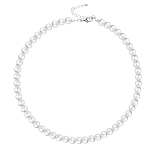 1920s Long Pearl Necklace Faux Pearls Necklace Imitation Beaded Long Pearls Necklace 1920s Gatsby Costume Jewelry - color: white B