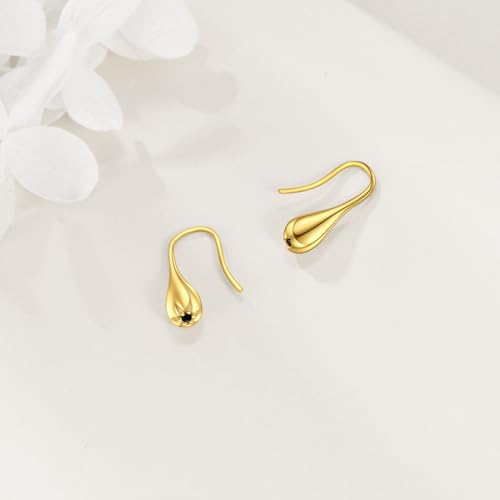 Pull Through Teardrop Dangle Earrings 925 Sterling Silver Simple Water Drop Earrings Birthday Mother's Day Christmas Gifts for Women - style: gold teardrop earrings