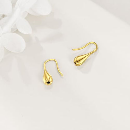 Pull Through Teardrop Dangle Earrings 925 Sterling Silver Simple Water Drop Earrings Birthday Mother's Day Christmas Gifts for Women - style: gold teardrop earrings
