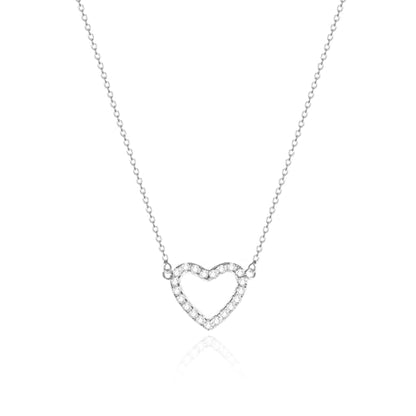 Zeffy Dainty Gold Heart Necklace for Women Trendy 14K Gold/Silver Plate Cute Heart Pendant Choker Necklaces Gold Love Heart Chain Necklace for Women Dainty Gold Jewelry Gifts for Women - style: CZ Open Heart Necklace-Silver