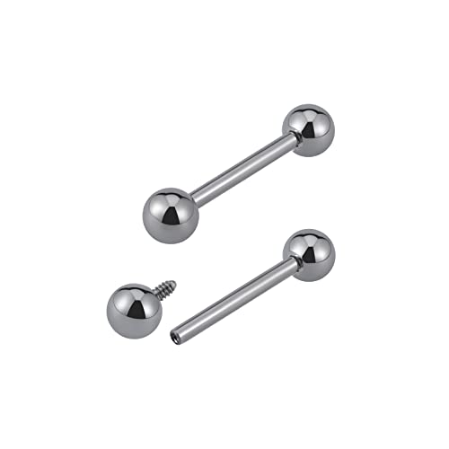 14G ASTM F136 Titanium Straight Barbell Rings for Nipple/Tongue/Dimply/Industrial - Internally Threaded Hypoallergenic Body Piercing Jewelry Gift for Women & Men, Nickel Free, Lead-Free - color: 14G(1.6mm), 9/16"(14mm), 5mm top