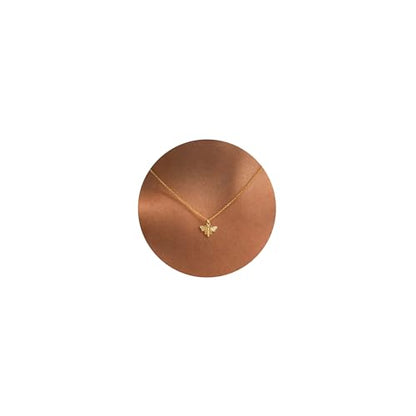 HANLI 14K Gold Plated Necklaces for Women - Dainty Butterfly, Star of David, Moon and Star, Sun, Lotus, Infinity, Hummingbird, Bee,Boots,Chill,Sunflower Pendant Designs - Elegant Jewelry for Women - color: Bee