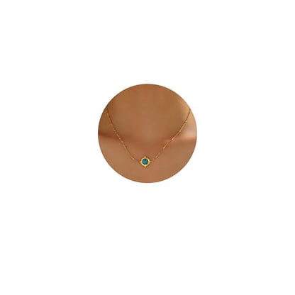 Dainty Gold Waterproof Choker Necklaces for Women Daily Wearing - color: Turquoise-CZ-GD