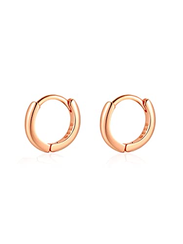 Mini Tiny Huggie Hoop Earrings Top Upper Ear Cartilage Forward Helix Cuff Plain Simple 925 Sterling Silver Gold 9mm 8mm 7mm 6mm 5mm Hoop Earrings - color: Rose Gold-7mm