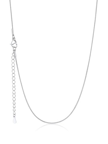 U7 Snake Necklace for Women 14K Gold Plated/Silver/Rose Gold/Black Chain Necklace Hypoallergenic, Stainless Steel Tiny Snake Chain Necklace 1/1.2/1.5/2MM, 14-30" Adjustable Minimalist Gift - color: a.Silver-1mm