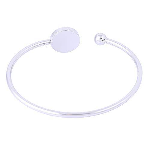 5pcs Fit 12mm Cabochon Bangle Bracelet Bezel Setting Trays Stainless Steel Adjustable Cuff Bracelets Blanks for Jewelry Making Supplies - color: plain steel