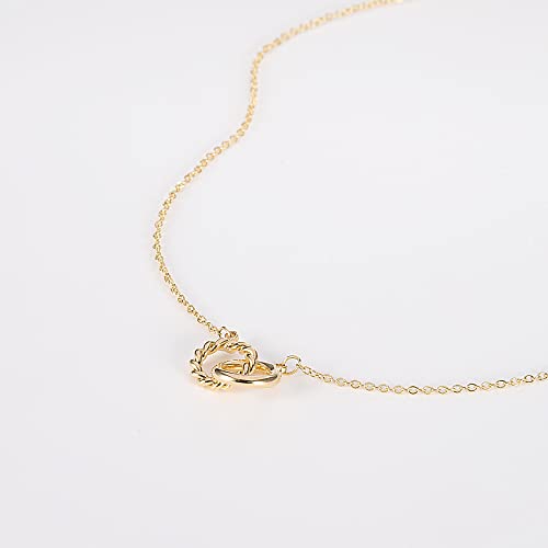 HANLI 14K Gold Plated Necklaces for Women - Dainty Butterfly, Star of David, Moon and Star, Sun, Lotus, Infinity, Hummingbird, Bee,Boots,Chill,Sunflower Pendant Designs - Elegant Jewelry for Women - color: Double Rope Circle
