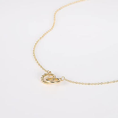 HANLI 14K Gold Plated Necklaces for Women - Dainty Butterfly, Star of David, Moon and Star, Sun, Lotus, Infinity, Hummingbird, Bee,Boots,Chill,Sunflower Pendant Designs - Elegant Jewelry for Women - color: Double Rope Circle