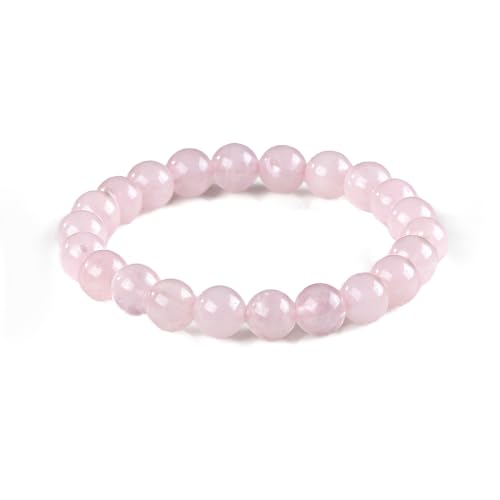 8mm Beaded Bracelets for Women, Natural Crystal Gemstone Energy Bracelets - color: Pink Crystal