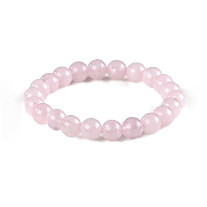 8mm Beaded Bracelets for Women, Natural Crystal Gemstone Energy Bracelets - color: Pink Crystal