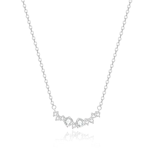 Zeffy Diamond Necklaces for Women, Dainty Gold Necklace 18k Gold Plated Layered Necklaces Simple Gold CZ Diamond Pendant Necklaces for Women Trendy Jewelry Gifts for Girls - color: Silver Multi CZ Necklace
