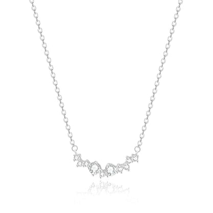 Zeffy Diamond Necklaces for Women, Dainty Gold Necklace 18k Gold Plated Layered Necklaces Simple Gold CZ Diamond Pendant Necklaces for Women Trendy Jewelry Gifts for Girls - color: Silver Multi CZ Necklace