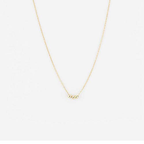 itianxi Dainty Cross Charm Pendant Necklaces,14K Gold Tiny Three Ball Necklace,Simple Fashion Jewelry for Women - color: gold 3 ball