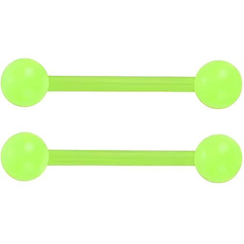 Glow in the Dark Barbell Piercing Kit for Women Men Acrylic Cute Nipple Bars Hypoallergenic 14 G Tongue Piercings Ring Set Long Body Jewelry Flexible Jewellery 2 pcs Size 16 MM - color: Green