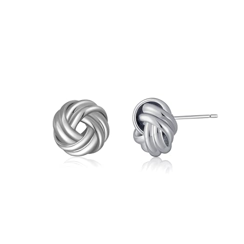 SHERLOVE Chunky Knot Gold Earrings Women Statement Drop Dangle Earrings | 14K Gold Plated Hypoallergenic Lightweight,Trendy Dainty Elegant Cute,Women Gold Jewelry Fashion Accessories Gifts - color: Knot Silver E