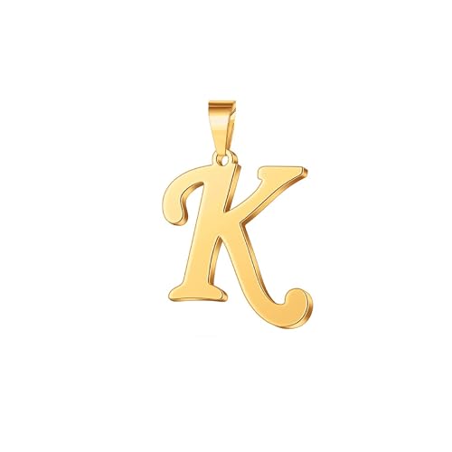 Initial Charms Gold Initial Pendant 14k Gold Letter Charm Name Pendant for Women and Men - style: K