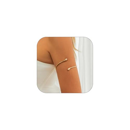 Todenb Upper Arm Cuff for Women Minimalist Adjustable Arm Band Gold Silver Arm Cuff Multi-Layer Arm Bracelet Upper Arm Jewelry - color: Gold Chunky