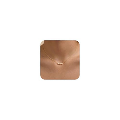 Tewiky Pendant Necklace for Women 14k Gold Plated Chain Choker Necklaces | Dainty Necklaces,Aesthetic Simple Necklace,Jewelry Gifts for Women - color: 3pearl choker gold
