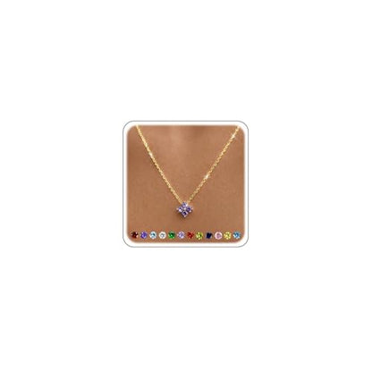 Calimt Dainty Clover Birthstone Gold Necklace for Women CZ 14K Gold Plated | Non Tarnish,Diamond Pendant Necklace,Trendy adjustable necklace,stack CZ Necklace, Bridesmaid Birthday prom Christmas Gift - color: Violet