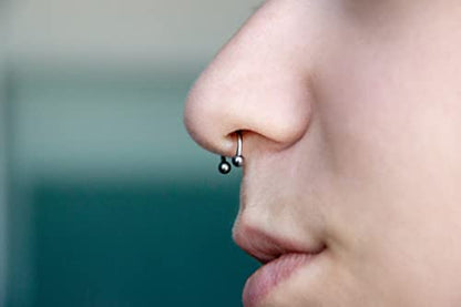 D.Bella 16G 14G Horseshoe Rings Surgical Steel Nose Septum Horseshoe Hoop Earring Eyebrow Tragus Lip Rings Daith Helix Piercing Jewelry for Women Men 6-12mm Smily Piercing Jewelry - color: 14g-silver-rose gold-black