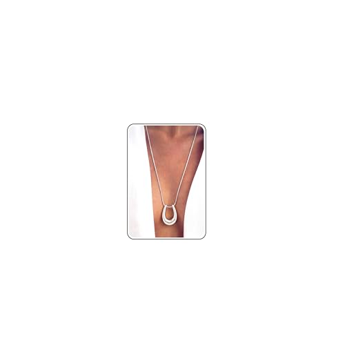 Long Chunky 16K Gold Plated Statement Pendant U-Shaped Necklaces for Women | Dainty Minimalist Large Lucky Horseshoe Chain Necklace, Non Tarnish Silver Jewelry Present for Her - color: Silver Color