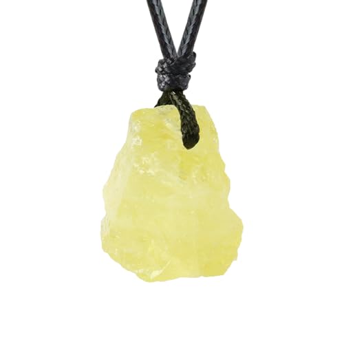 Natural Raw Crystal Necklace for Women Irregular Stone Necklaces Spiritual Gemstone Pendant with Adjustable Rope - color: A-Citine