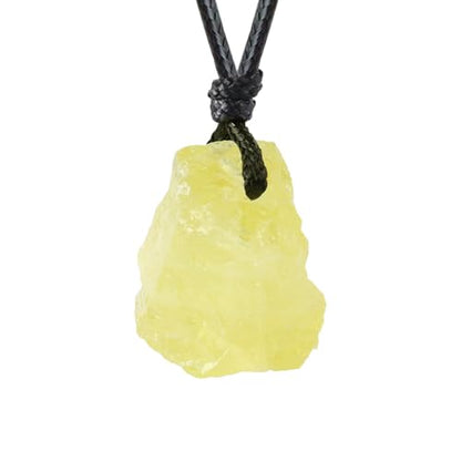 Natural Raw Crystal Necklace for Women Irregular Stone Necklaces Spiritual Gemstone Pendant with Adjustable Rope - color: A-Citine