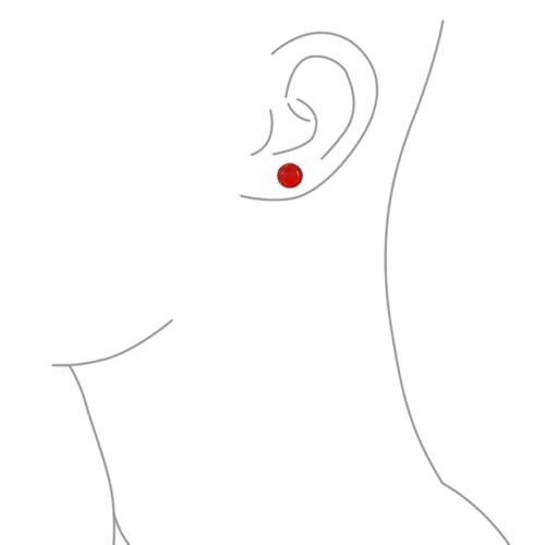 Classic Birthstones Gemstone 10MM Ball Stud Earrings .925 Sterling Silver - color: Red Carnelian