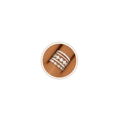 Gold Silver Stackable Rings for Women Non Tarnish Cubic Zirconia Band Ring | 14K Gold Plated,Stacking Chunky Eternity Rings,Dainty Engagement Promise Thumb Rings,Wedding Ring Set,Jewelry Size 6 7 8 9 10 - color: Silver 1