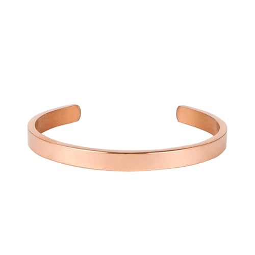 Stainless Steel Open Bangle Bracelet for Women 6mm/8mm Fashion Adjustable Wristband - color: C-Rose Gold, size: 8mm