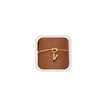 Gold Initial Bracelets for Women Jewelry Gifts - Dainty 14K Gold Plated Zircon Letter Knot Bracelet 26 Alphabet Monogram Initial Bracelets Birthday Gifts for Women - color: V