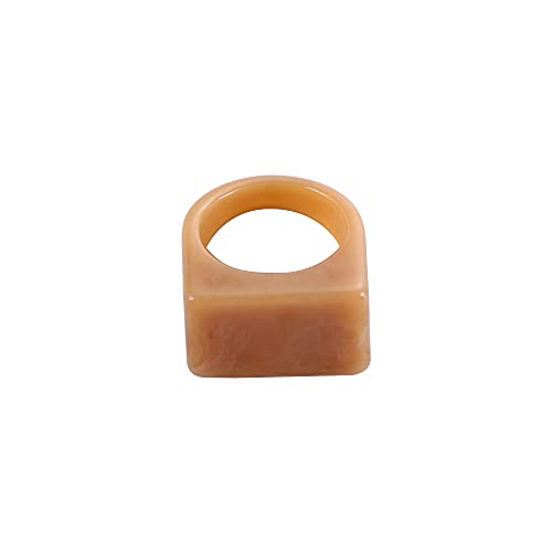 Colorful Transparent Resin Rings Finger Rings,Geometry Rings Set Candy Color Marbling Thumb Rings(Khaki) - color: Khaki