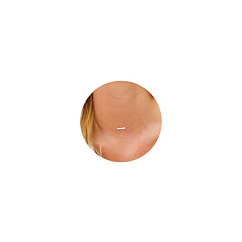itianxi Dainty Cross Charm Pendant Necklaces,14K Gold Tiny Three Ball Necklace,Simple Fashion Jewelry for Women - color: bar charm